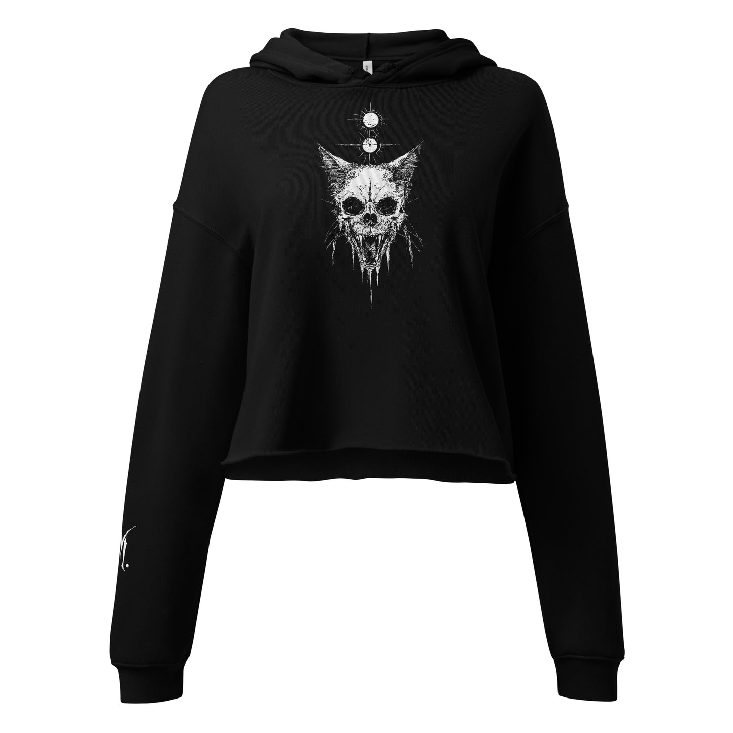 Cat Skull Cropped Hoodie